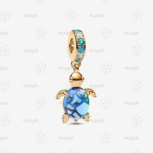 Pandora Sea Turtle Murano Glass Dangle Charm|Pendant